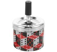 Gatuida Cenicero Redondo A Presión Con Tapa Diseño De Dados Cenicero Automático Lata De Metal Sin Humo Cenicero Portátil Cubo Para Mesa Patio Coche Oficina En Casa