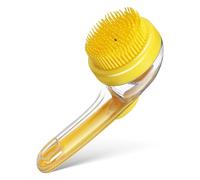 Gatuida Cepillo de Baño Básico para Gatos y Perros con Mango de Silicona y Dispensador de Champú, Masaje Delicado para Piel Sensible de Mascotas Pequeñas