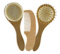 Gatuida Cepillo y Peine para Cerdas de Lana Natural Suave para Masaje del Cabelludo y Cuidado del Cabello Recién Nacido Higiene y Crecimiento Saludable