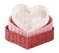 Gatuida Cesta de Papel Tejida a Mano en Forma de Corazón Set de 3 Unidades Organizador Multifuncional para Tocador y Escritorio Cesta Decorativa Ligera para Joyas y Almacenamiento en