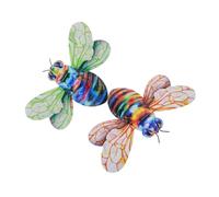 Gatuida Colgantes De Abeja De Hierro Forjado 2 Piezas Para Decoración De Jardín y Patio, Arte Mural De Abejas Metálico Colorido Alas Verdes y Naranjas, Ornamento Colgante Resistente y Decorativo