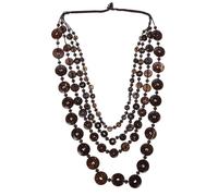 Gatuida Collar Babero Vintage de Cuentas de Cáscara y Madera Tejidas a Mano, Collar de Múltiples Hilos para Mujer, Estilo Bohemio para Playa y Uso Diario