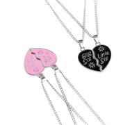 Gatuida Collar Colgante de Corazón de Rompecabezas Rosa, Joyas de Hermanas para Graduación, Conjunto de Dos Piezas para Niñas, Obsequio Especial para Mejor Amiga, Tamaño Pequeño y Grande
