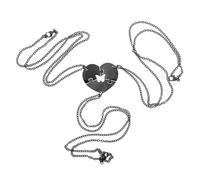 Gatuida Collar de Rompecabezas de Amistad para Mujer Juego de 3 Collares de Acero Inoxidable Negro Colgante de Corazón Hueco en Forma de Ala Cadena de Suéter 50 CM Accesorio para
