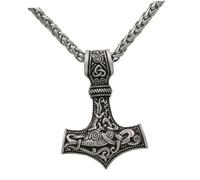 Gatuida Collar Masculino Colgante Martillo Vikingo En Aleación Metálica, Cadena De 55 Cm, Accesorio Para Fiesta y Uso Diario