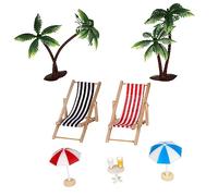 Gatuida Colocar Conjunto de Modelos de Resina Playa Mini Tropical Paraguas Accesorios de casa de muñecas Decoraciones Junto al mar pequeña decoración de Palmeras Palmera Falsa el plastico
