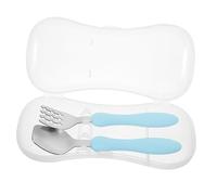 Gatuida Cubiertos Infantiles para Niña Utensilios de Entrenamiento con Mango Suave Tenedor y Cuchara Inoxidable Set Portátil para Alimentación Autónoma de Pequeños Color Azul