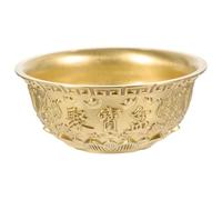 Gatuida Cuenco Decorativo de Latón 12 Cm Diámetro, Palangana Fortuna para Decoración de Mesa, Cuenco de Riqueza y Dinero, Adorno Chino para Hogar y Oficina, Obsequio Original