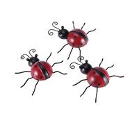 Gatuida Decoración de Mariquita de Metal Resistente Prueba de Intemperie para Pared, Juego de 3 Piezas para Jardines y Vallados Exteriores, Colgador Decorativo Color Aleatorio