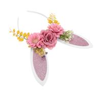 Gatuida Diadema De Conejo Adorables Con Flores Artificiales 1 Unidad Talla Única Para Mujer Fiesta De Pascua Carnaval Cosplay