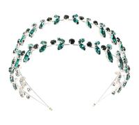 Gatuida Diadema De Cristal Verde De Doble Capa Para Novia Diadema De Gemas De Imitación Accesorios De Boda Para Mujer