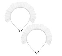 Gatuida Diadema de Encaje Plisada para Cosplay de Sirvienta Lolita 2 Unidades Tocado Vintage Volantes para Fiesta de Té y Disfraz Japonés