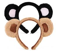 Gatuida Diadema De Oso Orejas 3d, Set De 2 Diademas Elásticas, Ideales Para Fiestas De Disfraces y Sesiones De Fotos, Colores Marrón y Negro, Para Niños y Compañeros De Clase