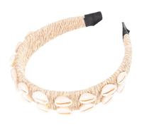 Gatuida Diadema Elegante con Conchas Marinas Banda Ancha Trenzada de Cuerda de Cáñamo para Mujer Diseño Reutilizable Accesorio Decorativo Chic para Fiestas y Uso Diario