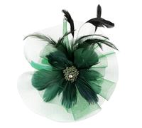 Gatuida Diadema Elegante de Malla y Plumas Verde Oscuro para Fiesta Tocado Creativo de Accesorios para Pelo para Bodas y Eventos Especiales