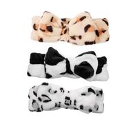 Gatuida Diadema Maquillaje Facial Lazo 3 Piezas Tamaño Ajustable de Vellón Grueso para Mujer Cuidado Facial y Ducha Banda Elástica para Pelo Diseño de Leopardo