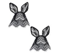 Gatuida Diadema para Fiesta Orejas de Conejo y Gato en Encaje Negro, Accesorios Decorativos Cómodos para Niñas, Paquete de 2 Piezas Adecuado para Disfraces Temáticos