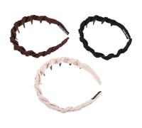 Gatuida Diadema para Mujer 3 Piezas Satinada Antideslizante con Peine en Forma de U Perfil Alto y Colores Negro Marrón y Beige Adecuado para Maquillaje Cuidado Facial y Deporte