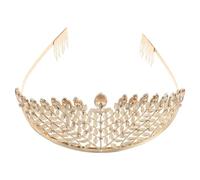 Gatuida Diadema para Novia de Aleación Color Champán Gemas de Imitación y Diseño Vintage, Tocado Grande de Princesa para Boda y Accesorios de Cabello Elegantes