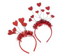 Gatuida Diademas de Corazón para San Valentín 2 Piezas Accesorio para Fotos y Fiestas Color Rojo Lentejuelas y Oropel Adecuado para Bodas y Peinados Románticos