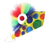 Gatuida Disfraz de para Halloween con Corbata Nariz Roja y Diadema de Tul Arcoíris Accesorios para Fiesta de Carnaval Kit Unisex para Adultos para Eventos y Photocall