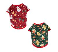 Gatuida Disfraz Navideño para Mascota 2 Piezas XS Patrón de Muñeco de Nieve y Hombre de Jengibre Ropa para Perros Pequeños como Chihuahua y Pomerania Suministros para Mascotas en