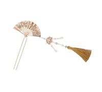 Gatuida Enamel Fan Hairpin Chinese Tassel Hair Clip Floral Design Elegant Hair Stick For Weddings And Special Occasions Traditional Costume Accessory Women