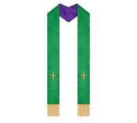 Gatuida Estola clerical de satén: Estola sacerdotal con borla y cruz bordada a doble cara - Chal nupcial para mujer - Capa reversible de pastor para ceremonia nupcial en la iglesia, 53 pulgadas