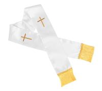 Gatuida Estola Sacerdotal Bordada con Cruz y Borlas, Chal Unisex Reversible para Bodas y Ceremonias Religiosas, Faja de Pastor en Color Claro 135 Cm para Oficiante y Clérigos