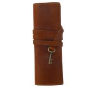 Gatuida Estuche Enrollable para Bolígrafos y Lápices para Niños, Cuero Vintage Crazy Horse Marrón, 1 Unidad, Portátil y Multifuncional, Uso Escolar y Artístico, Viaje y Oficina, Organizador Durable