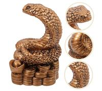 Gatuida Figurita Serpiente de Resina Decorativa Estatua Realista para Escritorio y Estantería Adorno Artesanal Seguro con Superficie Lisa Color Antiguo Chino para Entrada y Colección