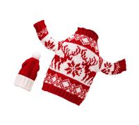 Gatuida Funda para Botella de Vino Navideña Diseño de Sombrero de Navidad Tejido de Punto Color Rojo Reno Ropa Festiva para Decoración de Fiestas y Cenas Navideñas 1 Unidad