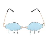 Gatuida Gafas de Sol Irregulares sin Montura Diseño de Nube y Rayo Gafas de Moda Unisex en PC Verde Degradado para Fiesta Conducción y Turismo