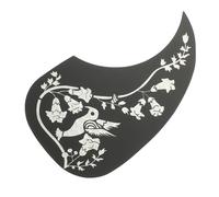 Gatuida Golpeador para Guitarra Acústica 40-41 Pulgadas en Madera Diseño de Gota y Estampado Láser de Pájaro Negro Plateado, Protector Antirayaduras Autoadhesivo para Accesorios