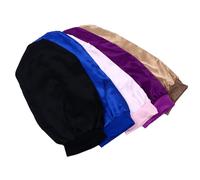 Gatuida Gorros Largos de Satén para Dormir 5 Piezas Talla Única Banda Elástica Protección para Cabello Largo Rizado y Trenzas para Mujer Uso Nocturno Color Aleatorio