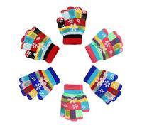 Gatuida Guantes de Invierno para 6 Pares, Guantes de Dedos Completos de Punto Doble Capa, Talla Mediana, Colores Aleatorios, Mitones Cálidos para Exteriores E Interiores, Color Aleatorio