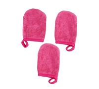 Gatuida Guantes de Limpieza Facial Gruesos 3 Piezas, Guante Desmaquillante Reutilizable Rosa Fucsia, Algodón Suave para Cuidado Facial Diario, Kit de Limpieza Maquillaje para Mujeres