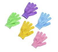 Gatuida Guantes Exfoliantes de Baño 5 Pares Talla Única Mezcla de Colores Cinco Dedos para Ducha Spa Hombres y Mujeres Guante de Cepillo Corporal Manopla de Ducha