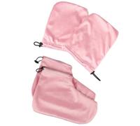 Gatuida Guantes y Fundas Aislantes para Pies y Manos, 2 Pares de Algodón Rosa, para Terapia Cera Caliente en Salones de Belleza y Uso Doméstico