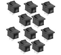 Gatuida Interruptor de Palanca Balancín 10 Piezas 15x21 Mm Plástico y Metal para Coche Barco Pulsador 2 Pines Proyecto Escolar Eléctrico Automotor