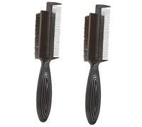 Gatuida Juego De 2 Cepillos Pequeños Cabello Negro De Doble Cara Cerdas Duras De Nailon y Mango Ergonómico, Cepillo De Limpieza Para Cortadora y Barbería, Uso Profesional y Personal