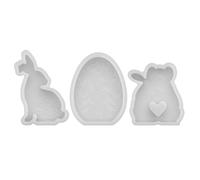 Gatuida Juego de 3 moldes de silicona para velas con forma de conejito y huevo de Pascua - Molde para adornos de conejo para velas de resina y cera - 3D para decoración de mesas en fiestas de y