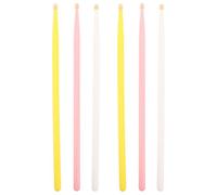 Gatuida Juego de 3 pares de baquetas de madera: accesorios de percusión de colores - Baquetas de repuesto 5A para bateristas principiantes - Baquetas rosas, y amarillas para marcha