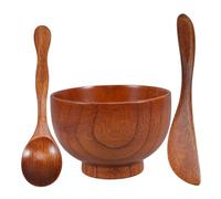 Gatuida Juego de Cuencos para Mezclar Faciales 3 Piezas de Madera Resistente con Cuchara y Espátula para Cuidado Piel Casero en Spa y Salón Profesional