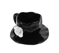 Gatuida Juego de Taza de Café de Cerámica con Forma de Rosa Negra, Juego de 1 Set Seguro y Conveniente Cocina y Té Tarde