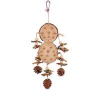 Gatuida Juguete Colgante para Pájaros Bloques de Madera Natural y Piñas, Cuerda Masticable para Loros y Periquitos, Juguete Antiestrés para Jaula, Accesorio de Forrajeo y Trituración