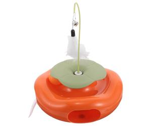 Gatuida Juguete Interactivo para Gatos con Rotación 360° Automático Pista Giratoria con Plumaje Juguete Educativo y Estimulante para Interior sin Batería para Ejercicio y