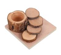 Gatuida Juguete para Hámster con Plataforma de Madera Natural Escalera de Trepa y Comedero Accesorio para Cuidado Dental y Entretenimiento de Pequeños Roedores