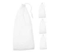 Gatuida Kit de 4 Sacos de Alimentación para Pájaros de Jardín, Comedero Tipo Calcetín Malla Hexagonal de Poliéster Resistente, Color Claro, 12x28 Cm, Adecuado para Exteriores