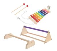 Gatuida Kit de Soporte de Madera Natural para Aves con Xilófono Arcoíris Perchero Lijado Seguro para y Aves de Corral Juguete para Escalar y Morder